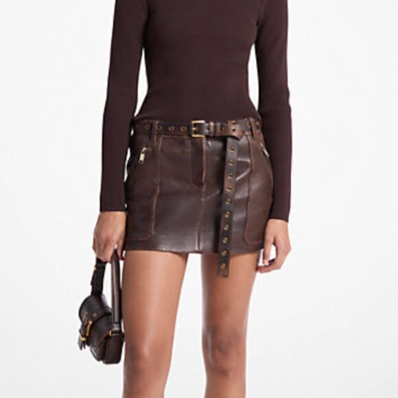 Leather Mini Skirt - Picture 1 of 5